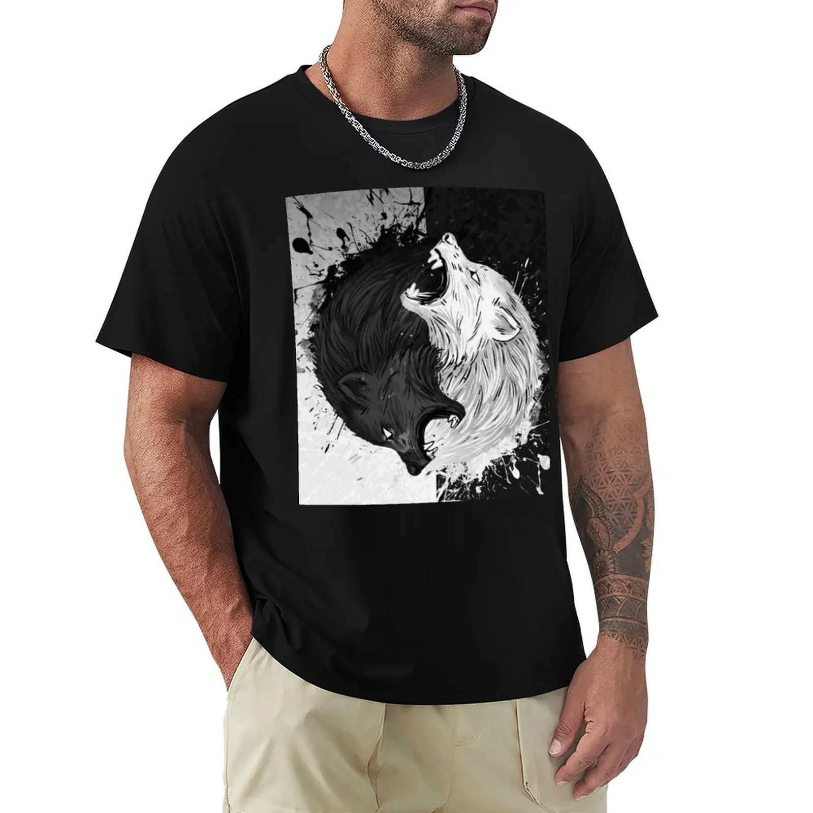 

howling wolf T-Shirt anime figures cotton graphic tees men clothes