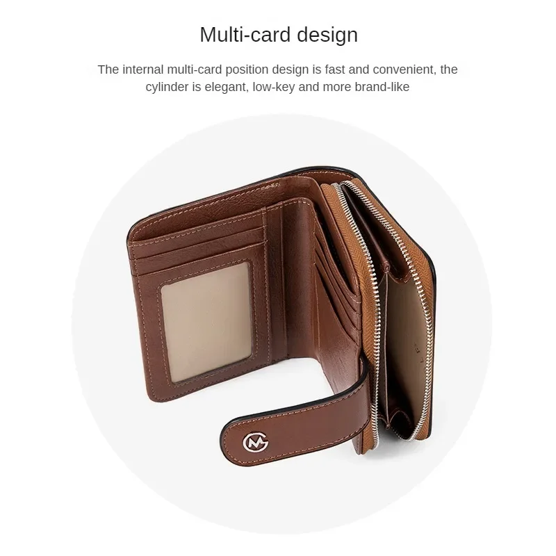 GOLF Women Short Wallet Small Fashion Luxury Leather Card Organizer with Zipper Business Card Bag Small Purses Minimalist Wallet