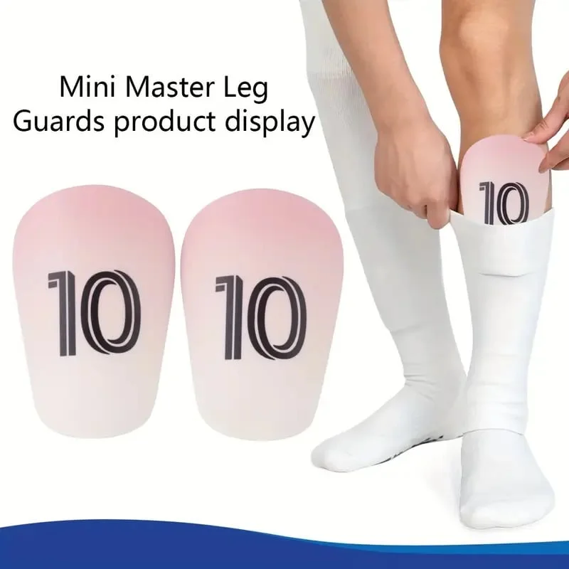 1 Pair of Mini Football Shin Guards - Ultra Small Protective Gear for Men & Women, Blue & White Cracked Ice Design, PET Material