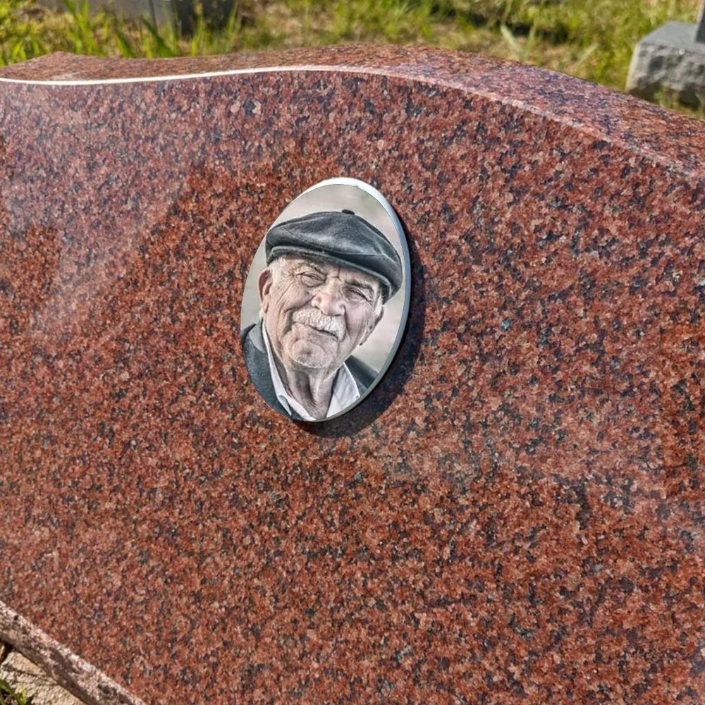 2D Flat Not 3D 1pc Custom Photo Memorial Headstone Tile Personalized Indoor/Outdoor Remembrance Gift Oval Gravestone Marker