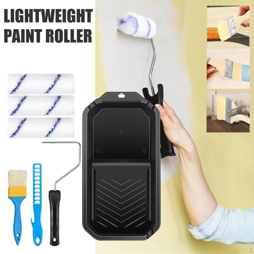 Microfiber Paint Rollers With Paint Tray Long Handle Design Multipurpose Easy To Use Small Roller Paint Brush Set view 2