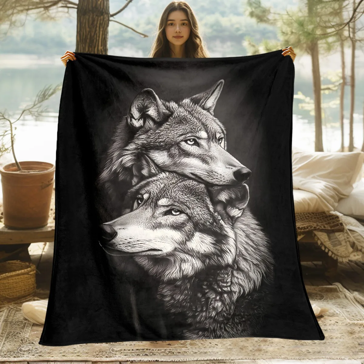 Black White Glowing Leaf Throw Blanket Abstract Smoke Plant Print Soft Cozy Wrap For Gothic Bedroom And Mystical Home Decor