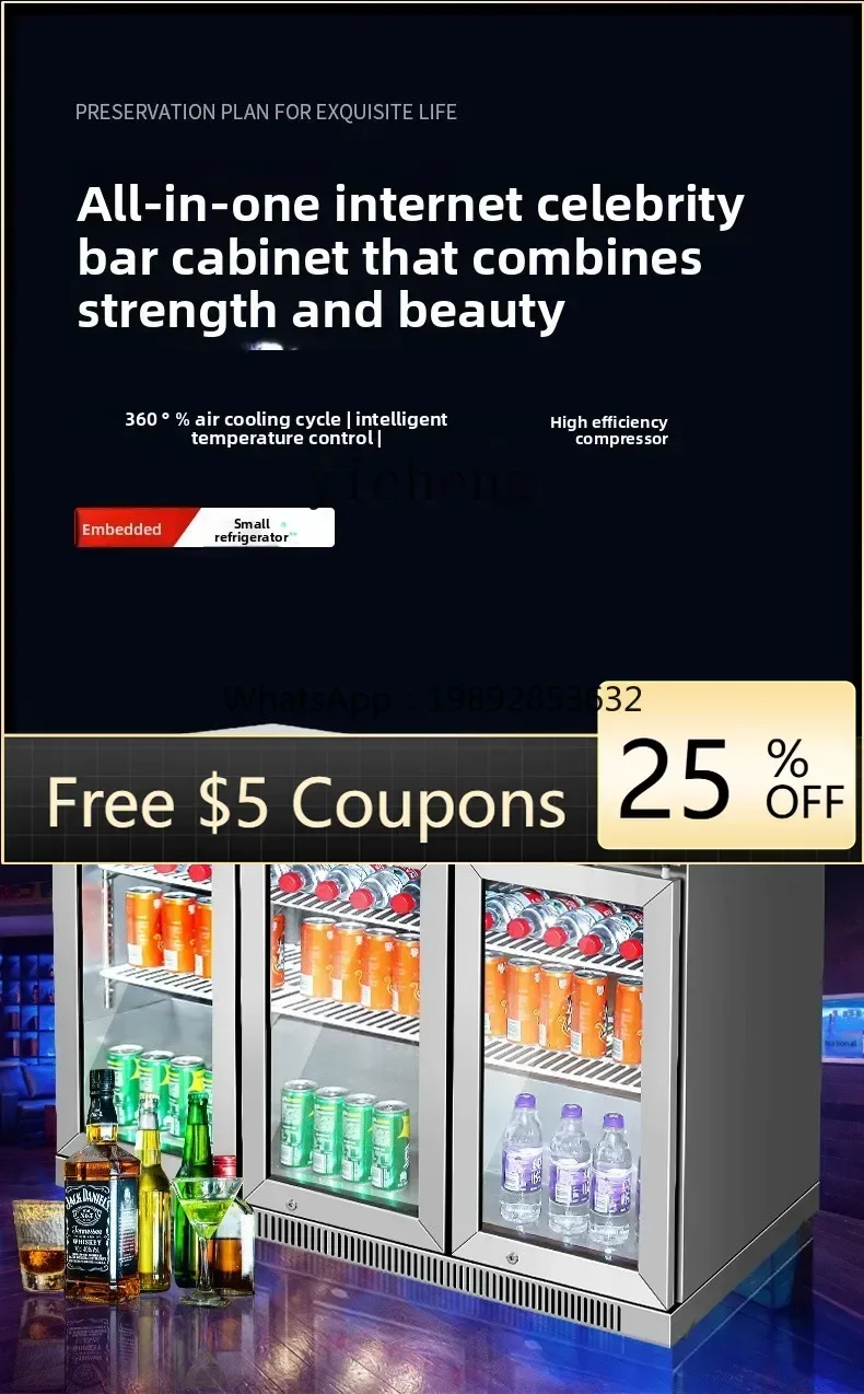 

AA commercial embedded bar counter small refrigerator constant temperature fresh-keeping refrigerated display