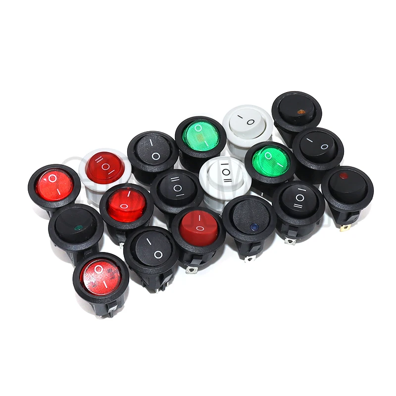 1PCS 20MM LED illuminated Car Dashboard Dash Boat Van 12V 24V / 6A 250V / 10A 125V 2/3/4PIN Switch ON/OFF Round Rocker Switch