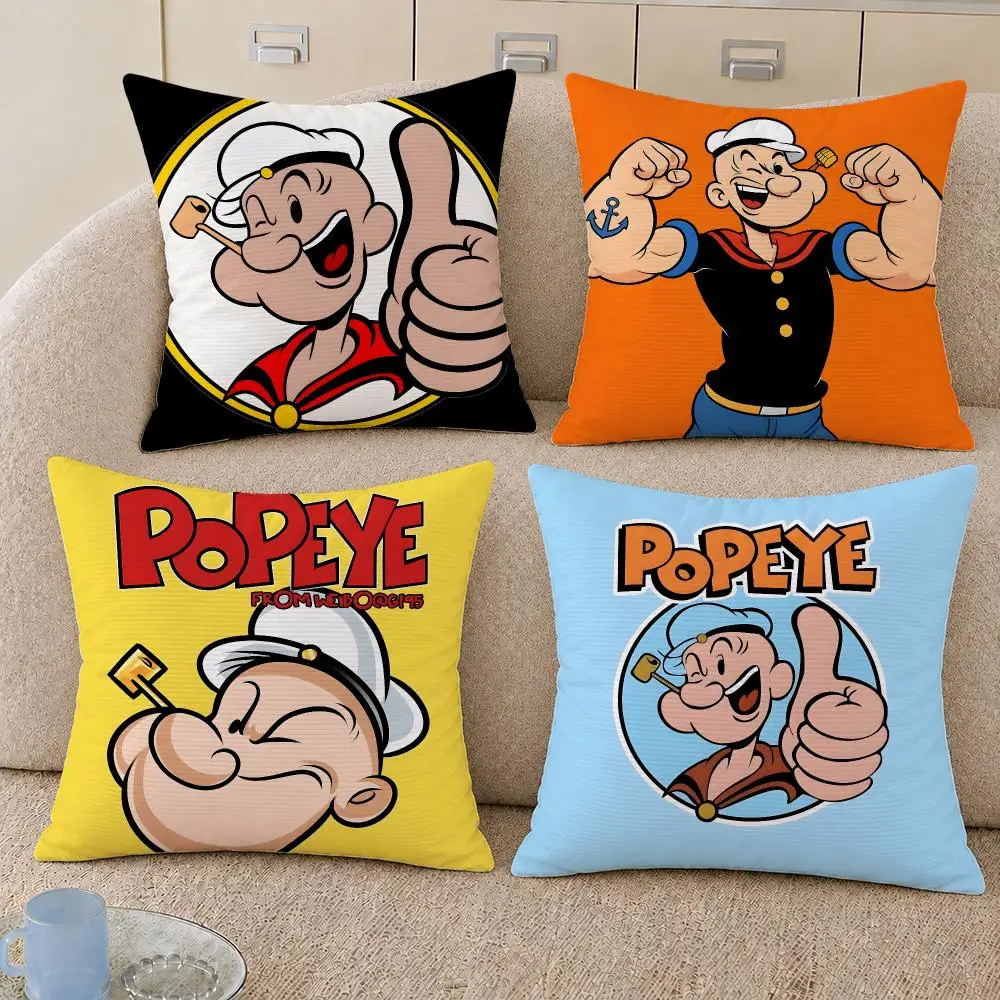 Cartoon Popeye Spinach Classic Cushion Cover Decorative Pillowcase Soft Short Plush Cozy Durable Sofa Home Decor Items Gift