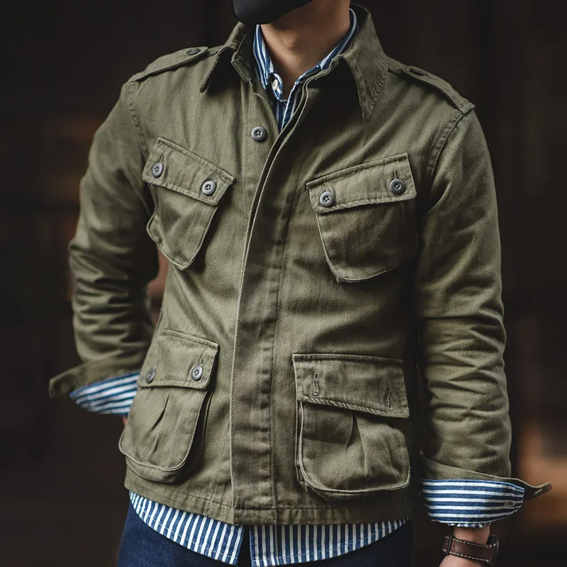 Mcikkny Men Cargo Military Casual Jackets Multi Pockets Vintage Outwear Coats
