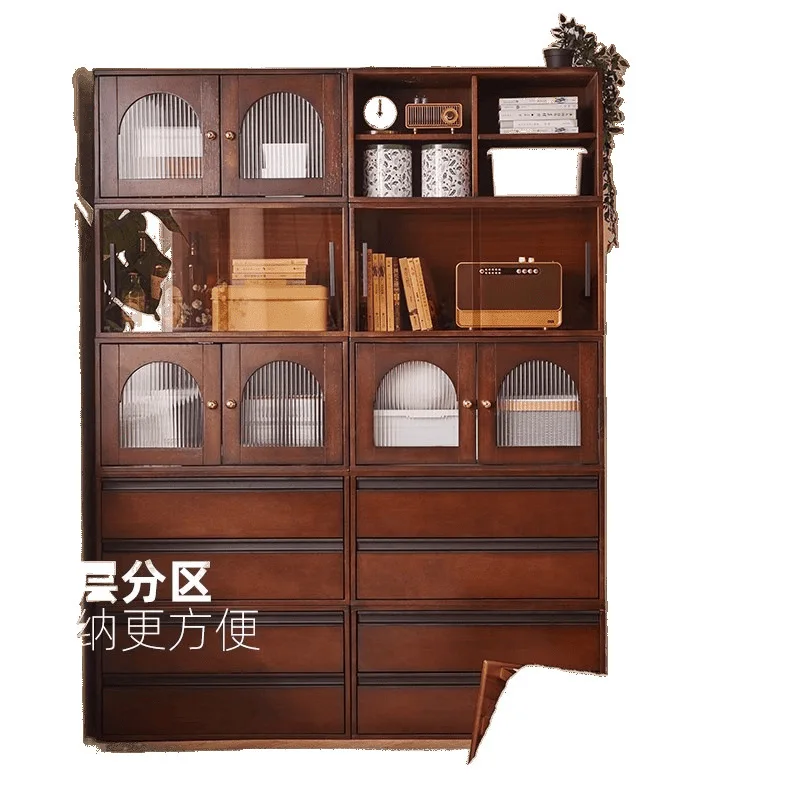Solid wood bookcase, low cabinet, free combination , lattice , module , bay window
