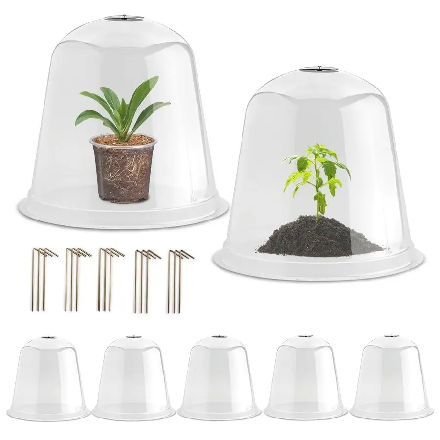 

Inch Humidity Domes Garden Cloches for Plant Protection, Protectors from Animals, Garden Clear Plant Cover with Ventilation Hole