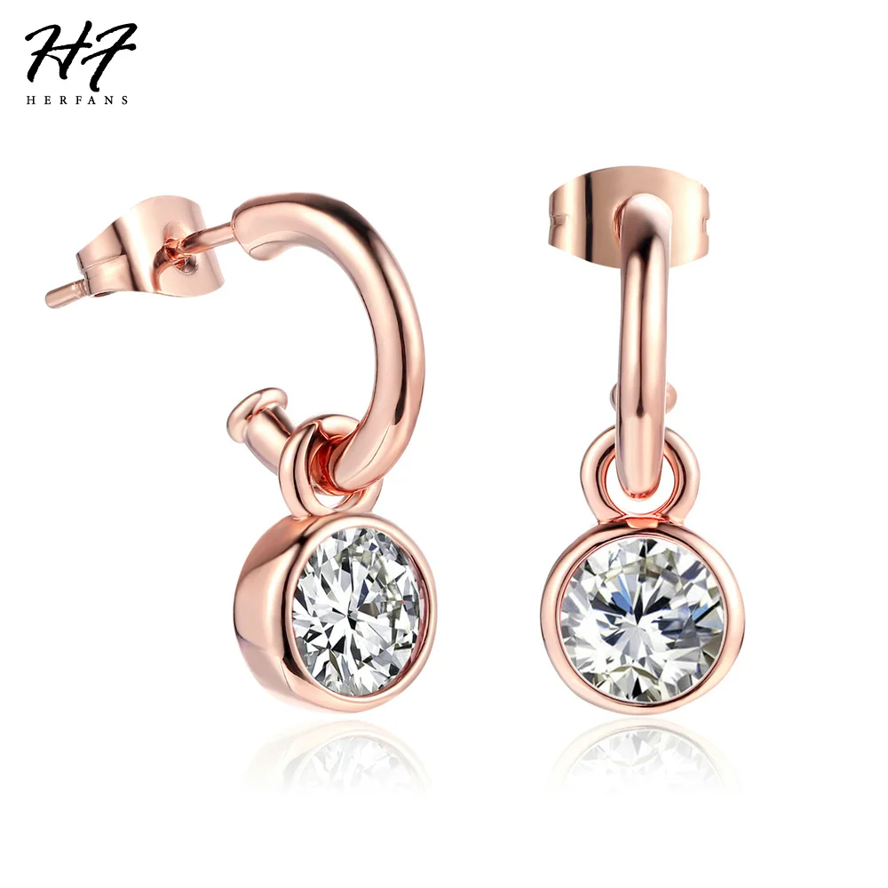 Classic AAA+ Cubic Zirconia Earrings for Women Rose Gold Color 14 Items Jewelry Female Fashion Earings Christmas Day gift E234