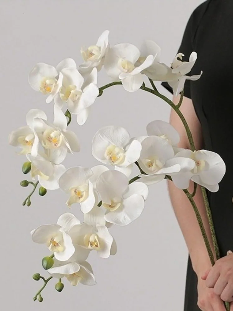 2 STKS Kunstbloemen Orchidee Set Real Touch 69 cm Hoog 9 Hoofden Nep Phalaenopsis Bloemenvaas Vulstoffen Thuis Bruiloft Indoor Decor - afbeelding 2