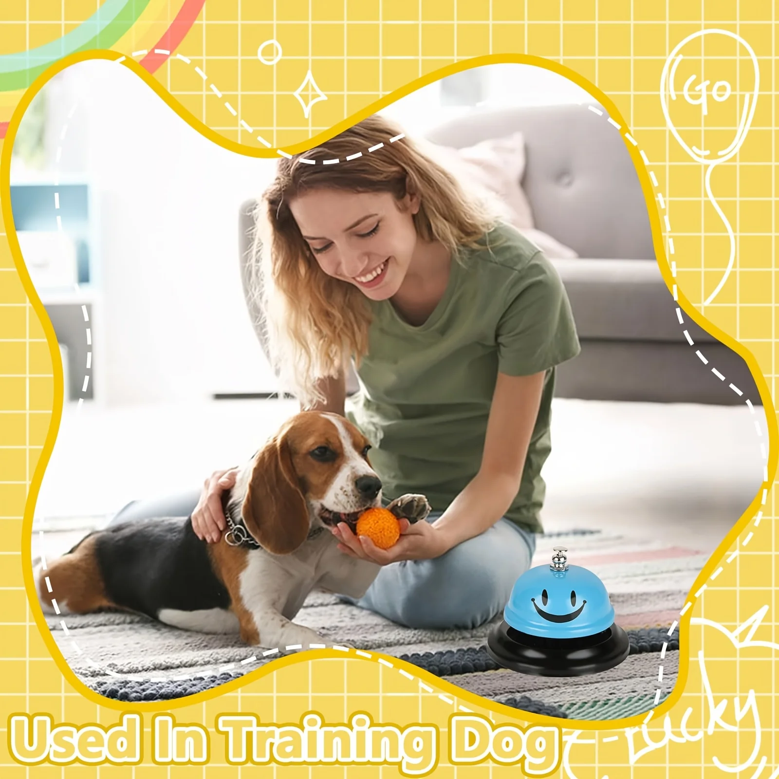 1/3 قطعة أجراس نداء مبتسمة ملونة مع هيكل معدني مضاد للصدأ - أحمر، أزرق، أصفر - مثالية للفندق والمطعم والمكتب والمدرسة