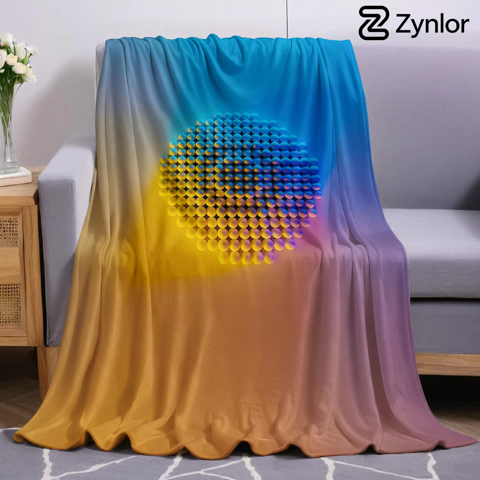 Gradient Sphere Mosaic Ultra Soft Sherpa Fleece Blanket Fluffy Warm Thick Throw for Sofa Bedroom Couch Holiday Home Decor Gift