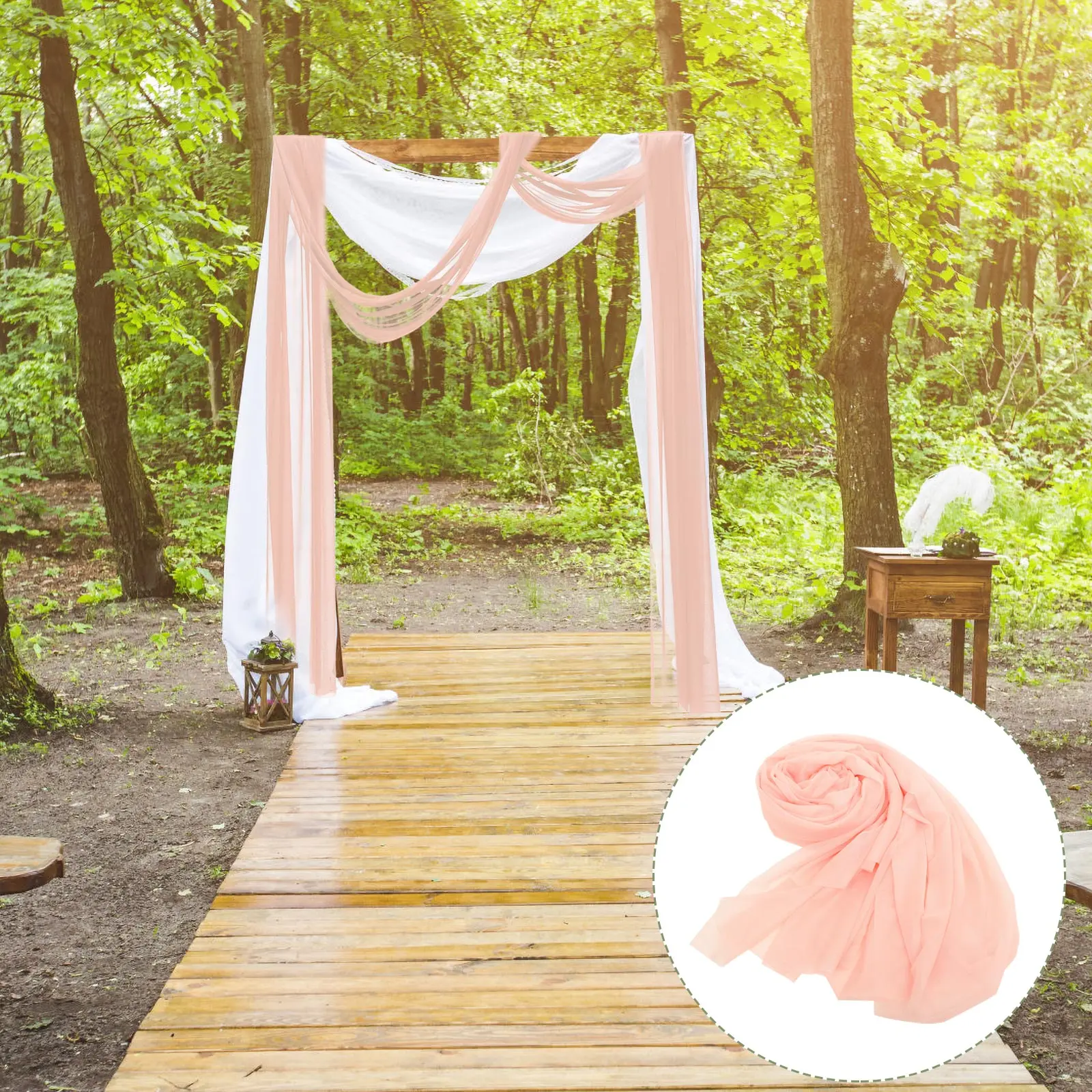 

Wedding Arch Pendant Curtains Decorations Dream for Ceremony Drapery Fabric Beauty Yarn Ceiling Backdrop White Sheer