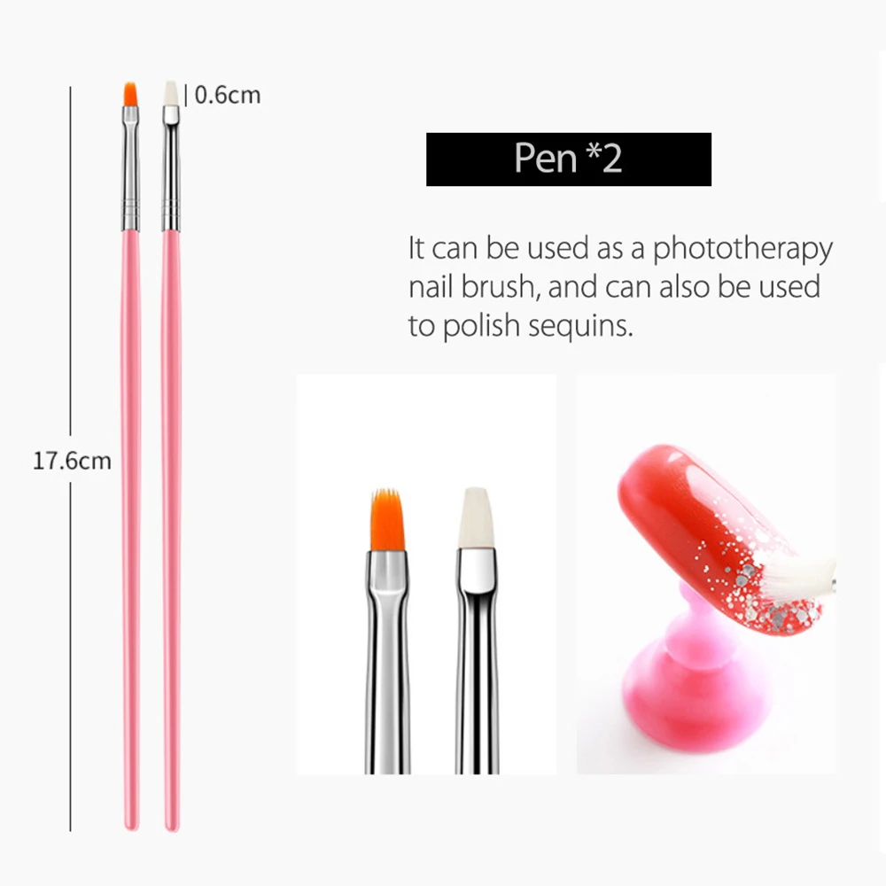 Kit profissional de design de manicure, Nail Art Brush Set, Acrílico UV Gel unha polonês, Caneta para Striping Liquid Powder