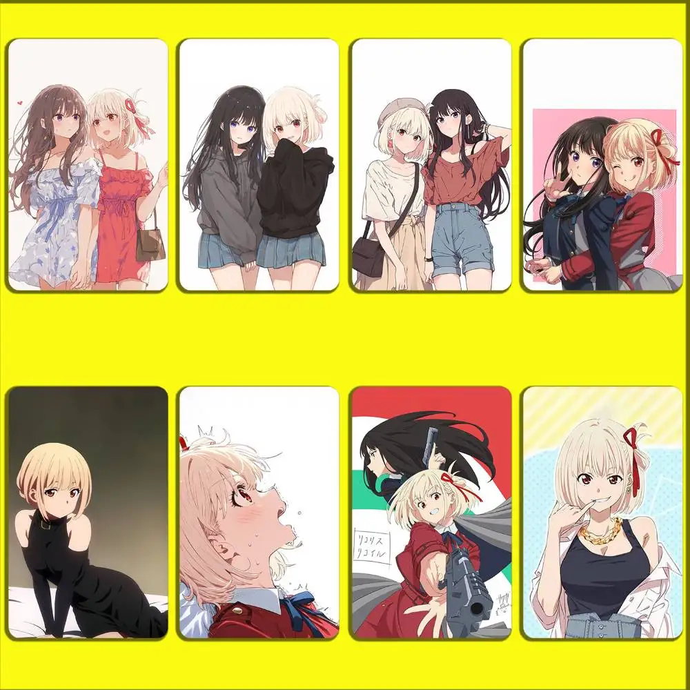 

Anime L-Lycoris Recoil Chisato Nishikig Card Stickers For Debit Bank Credit Cards Metro Bus Pass Sticker Decoration Cover Skin