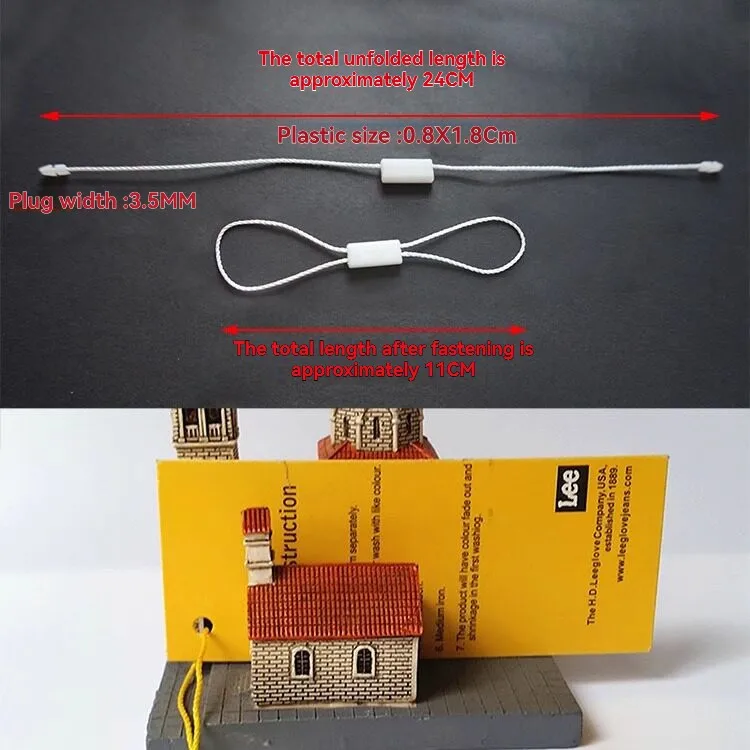 100pcs Square Head Plastic Double Plug Hang Tags String Snap Lock Loop Pins Fastener Hook Ties