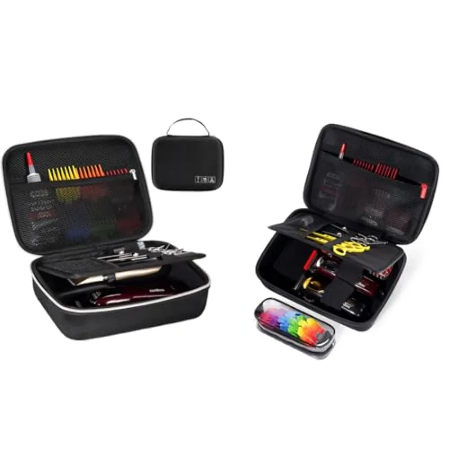 

Набор для парикмахера: жесткий кейс с моющимся маслостойким внутренним чехлом и аксессуарами