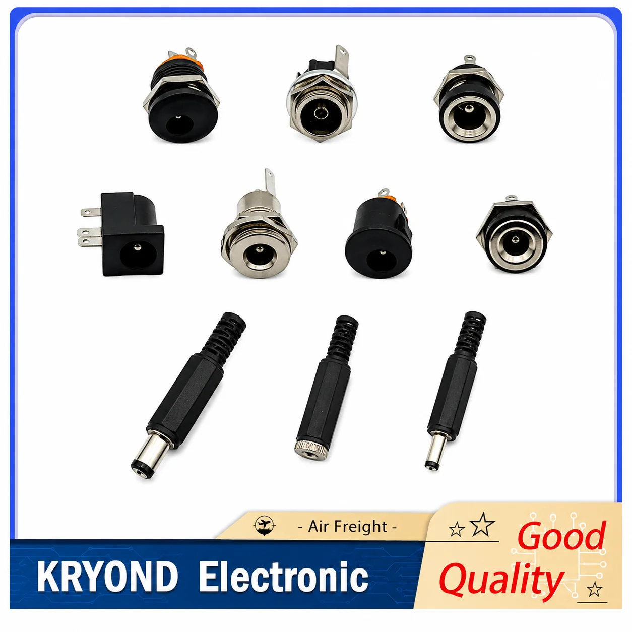 10Pcs DC Power Connector 5.5x2.1mm & 3.5x1.3mm Male Female Jack Socket Nut Panel Mount Adapter