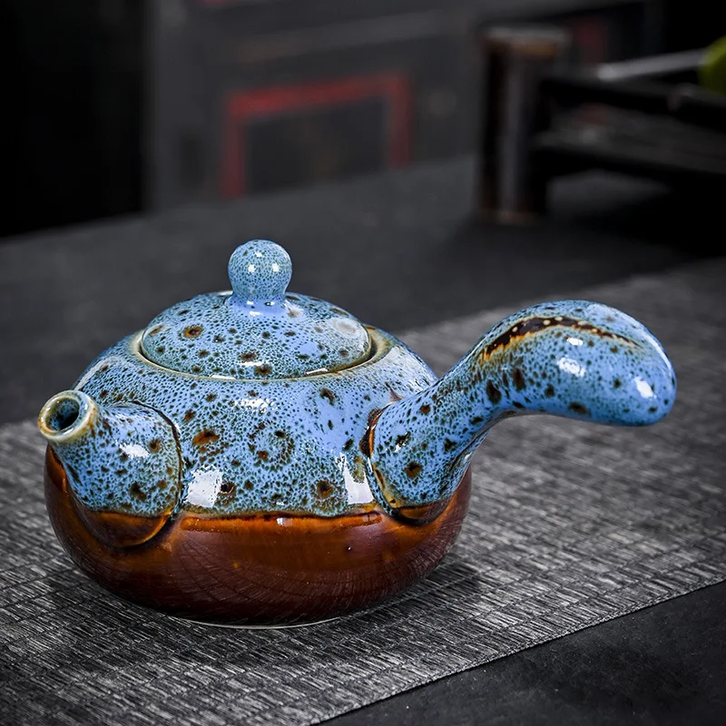 Yaobian Side Handle 1 Pot Four Color Cup Kung Fu Tea Set