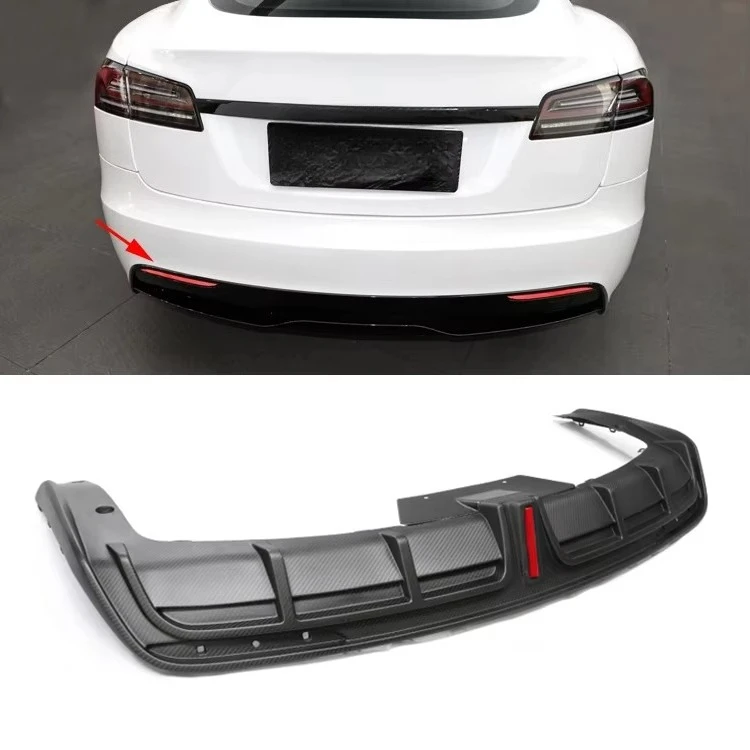 ناشر خلفي من ألياف الكربون الجاف للطراز S 2021+ ناشر شفة المصد الخلفي