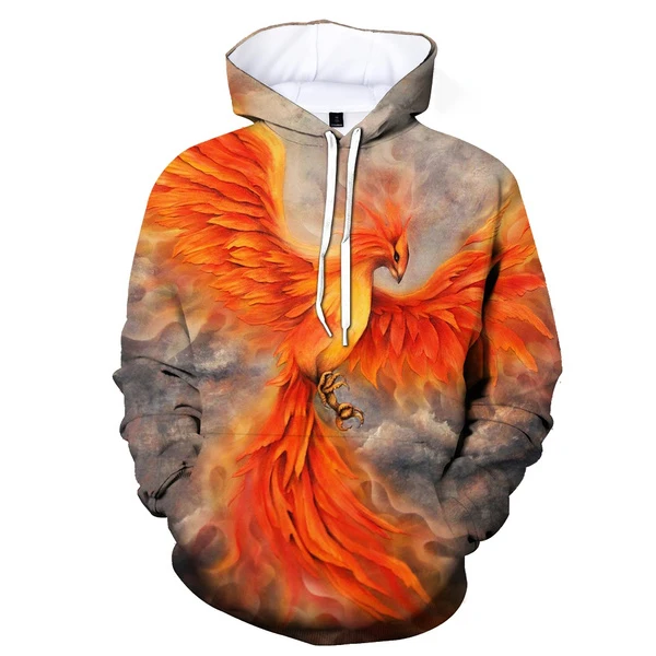 2023 New Fashion Fire Phoenix&bird 3D Printing Men's and Women's Hoodies Casual Sweatshirts Personalized Pullovers