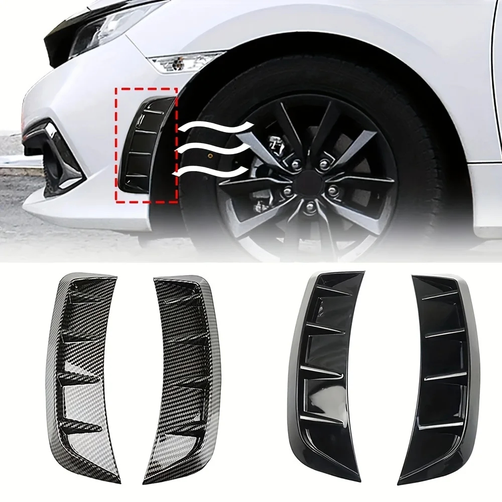 2 szt. Auto przedni zderzak boczne skrzydło wlot powietrza przepływ wentylacyjny kaptur zewnętrzna dekoracyjna naklejka pokrywa czarne włókno węglowe Car Styling