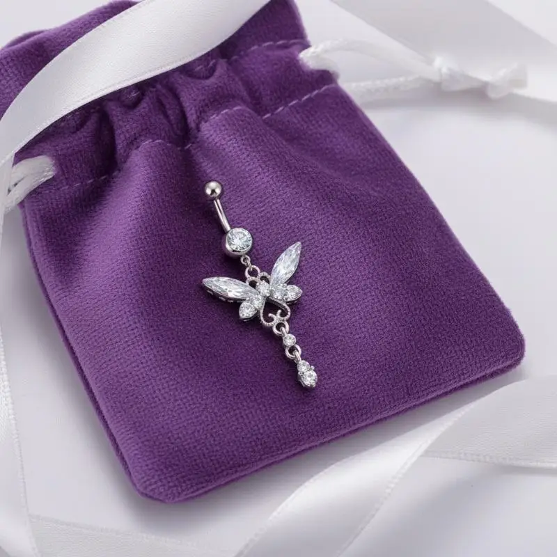 Fashion Butterfly Flower Belly Button Rings Rose Key Navel Piercing Jewelry Set For Women Beach Party Body Belly Jewelry Gift