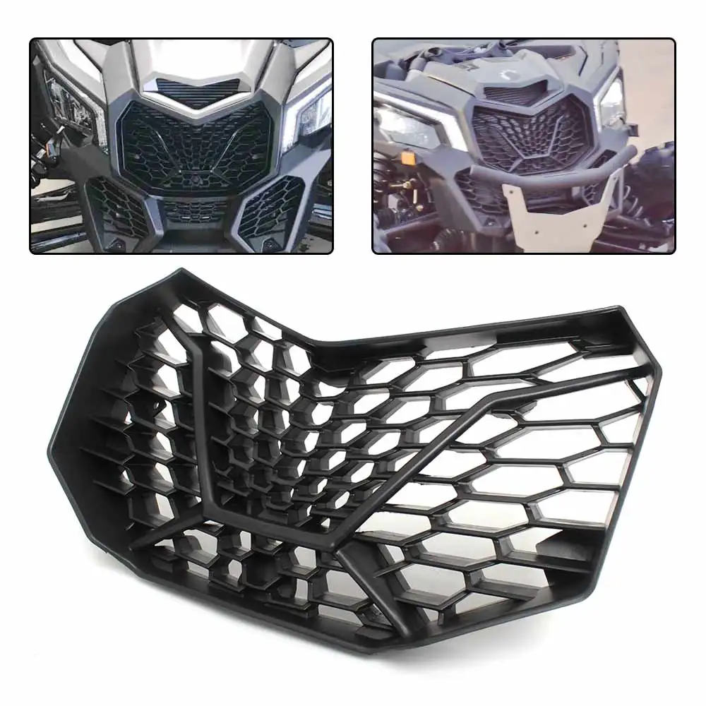Front Radiator Grille Main Mesh Grill Matte Black UTV Part Fit For 2017 2018 Can Am Maverick X3/X3 MAX Turbo R 2017-2019