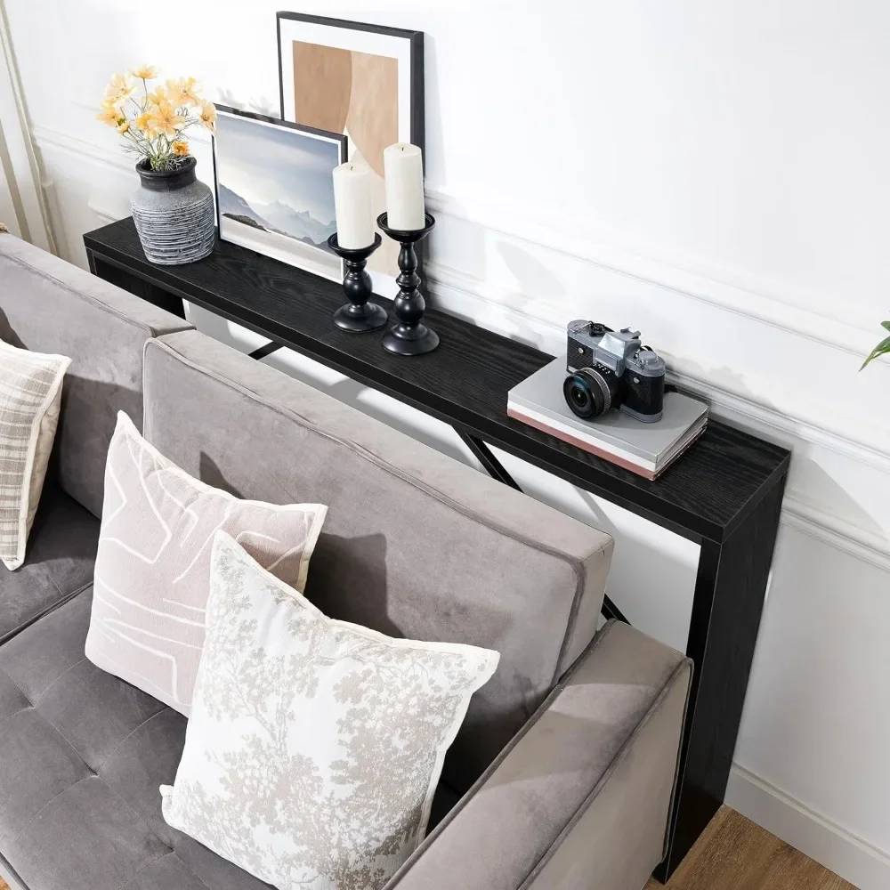 Długi stolik wypoczynkowy o przekątnej 62,2 cala za kanapą, wąski stół przedpokojowy, stoły do jadalni w wiejskim stylu z kątną metalową ramą