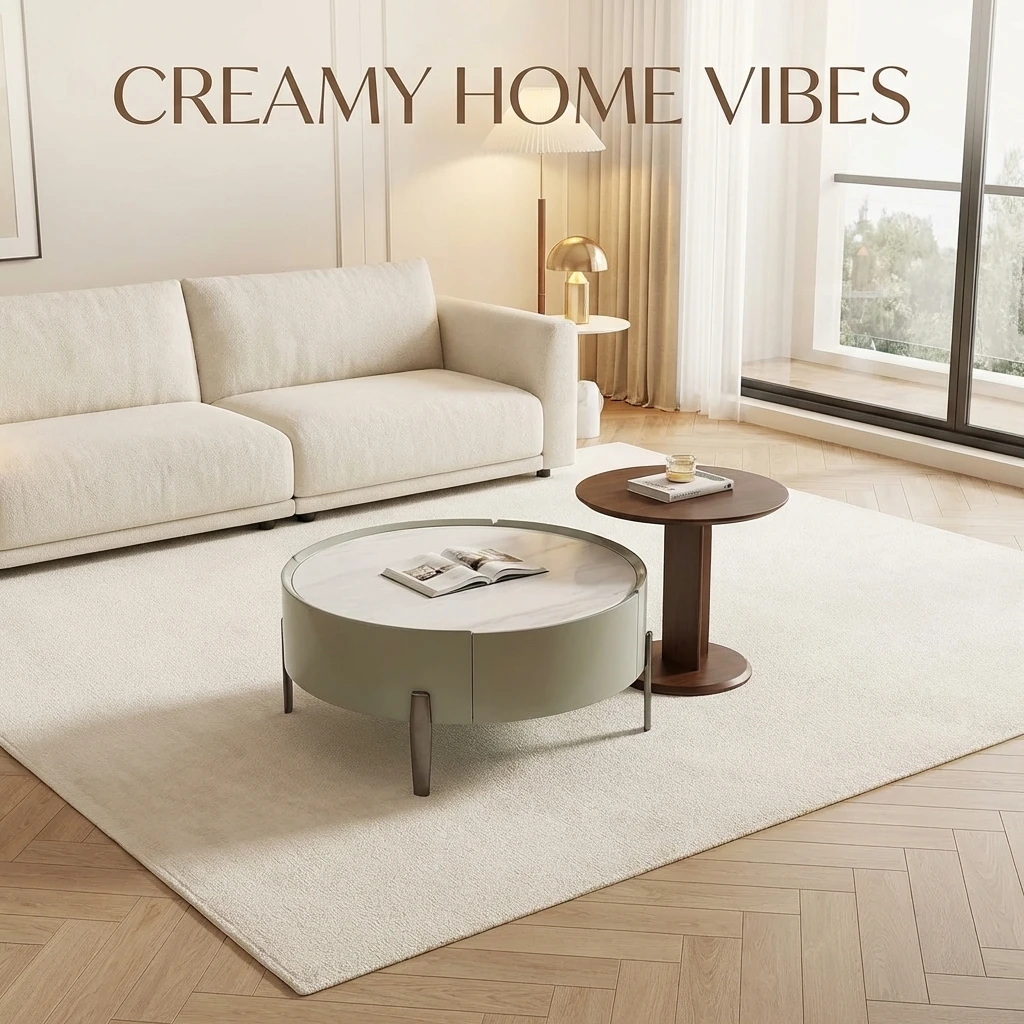 #Modern Two-piece Design, Coffee Table, Wooden Board, Glossy Paint, Easy To Clean