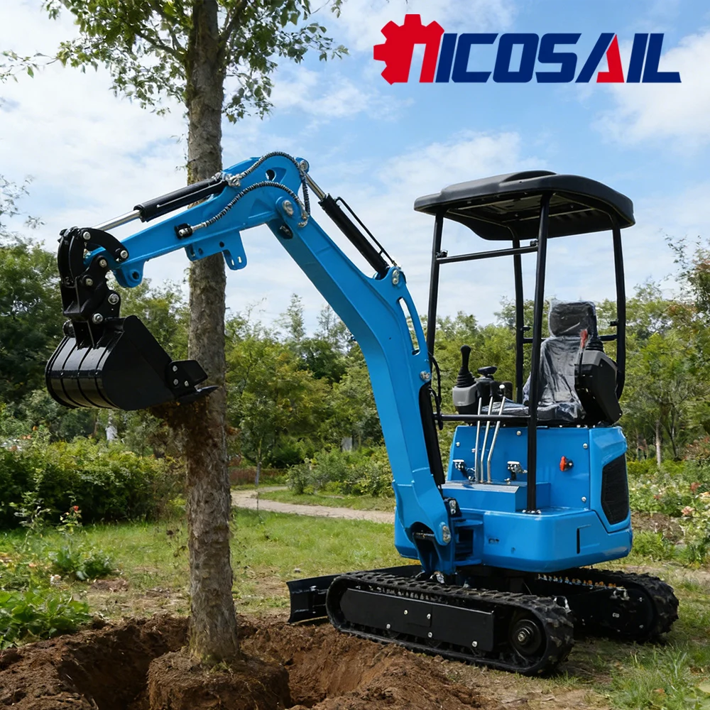 Nicosail 1.8Ton Compact Crawler Excavator for Farm Garden All Terrain Digging Fence Construction Garden Renovation Work