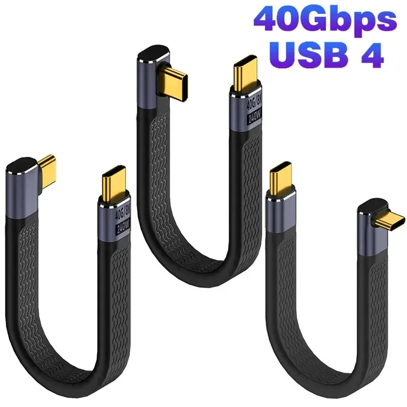 

USB4 Elbow Short Cable 13.5cm Thunderbolt4 Type C Cable 40Gbps PD240W Charging Cable for SSD Laptop Macbook Phone iPhone15 iPad