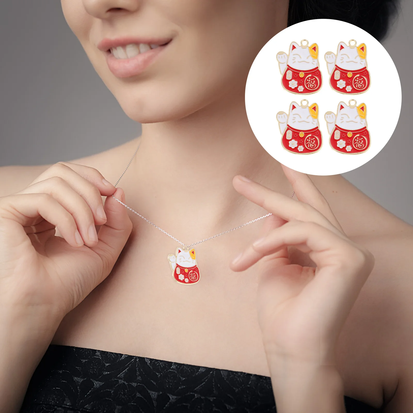 20 قطعة المعلقات سبيكة سحر القط DIY بها بنفسك المفاتيح اليدوية والمجوهرات الحرفية صنع القط قلادة الإكسسوارات المفاتيح Charms بها بنفسك السحر #3