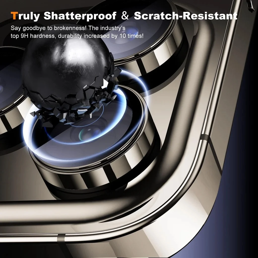 3 قطعة حامي عدسة الكاميرا المعدنية آيفون 15 برو ماكس 9H الزجاج المقسى غطاء الكاميرا آيفون 15 برو عدسة اللون الأصلي