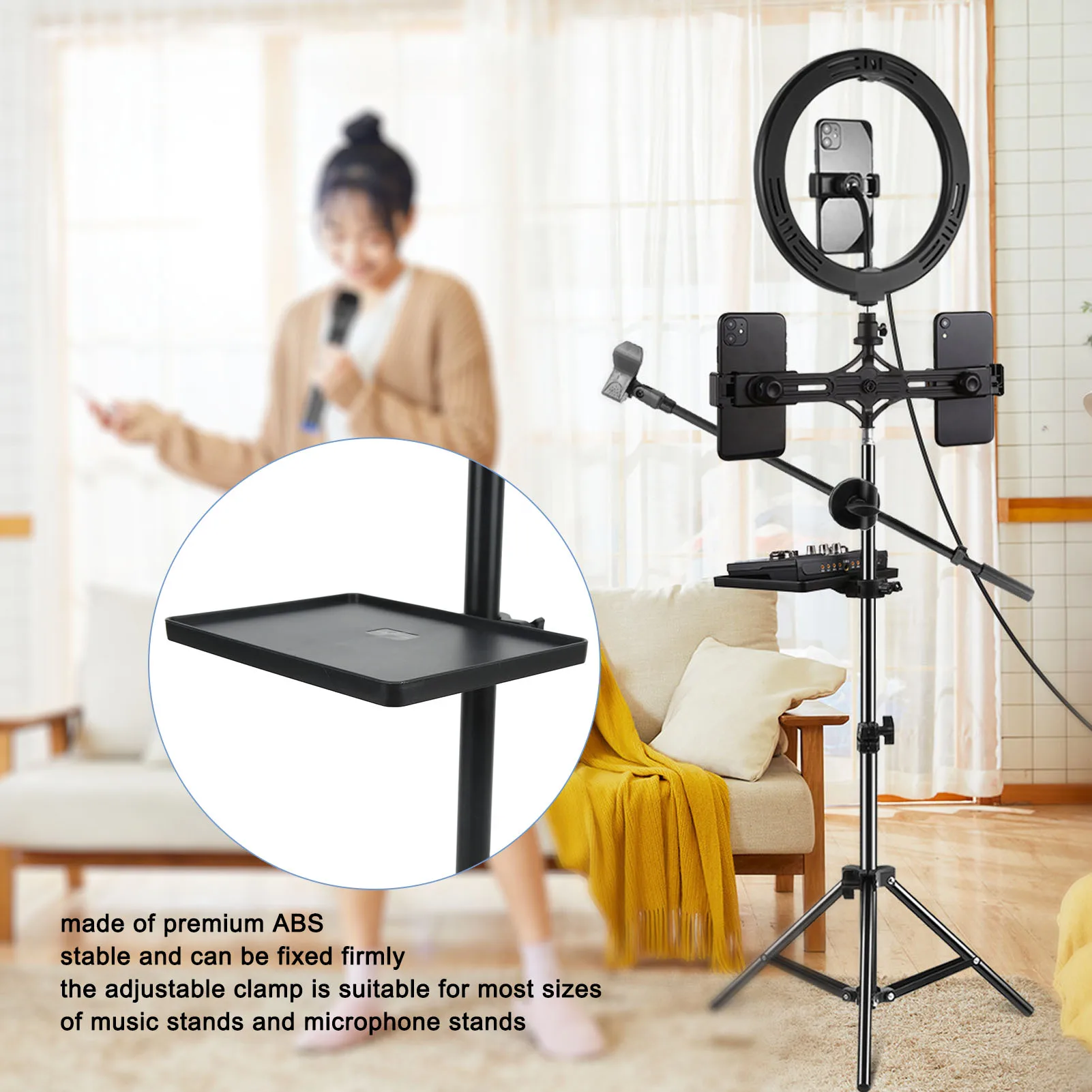 Sound Card Tray Live Broadcast Tray Adjustable Multifunctional Wide Application for Chat Room