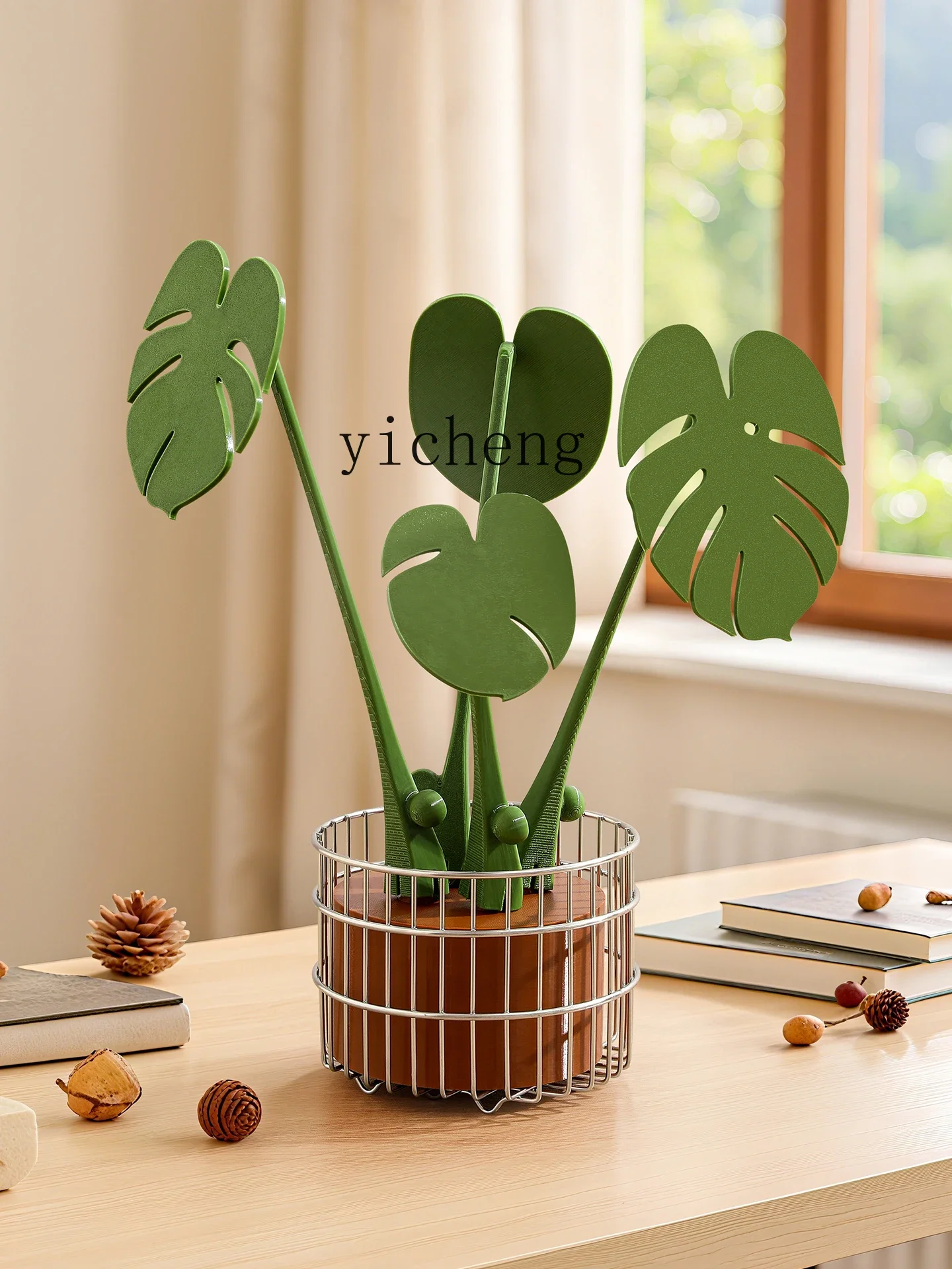 

4-13High-End Heat Insulation Mat Dining Table Decoration Artificial Green Plant Magnetic Anti-Scald Mat