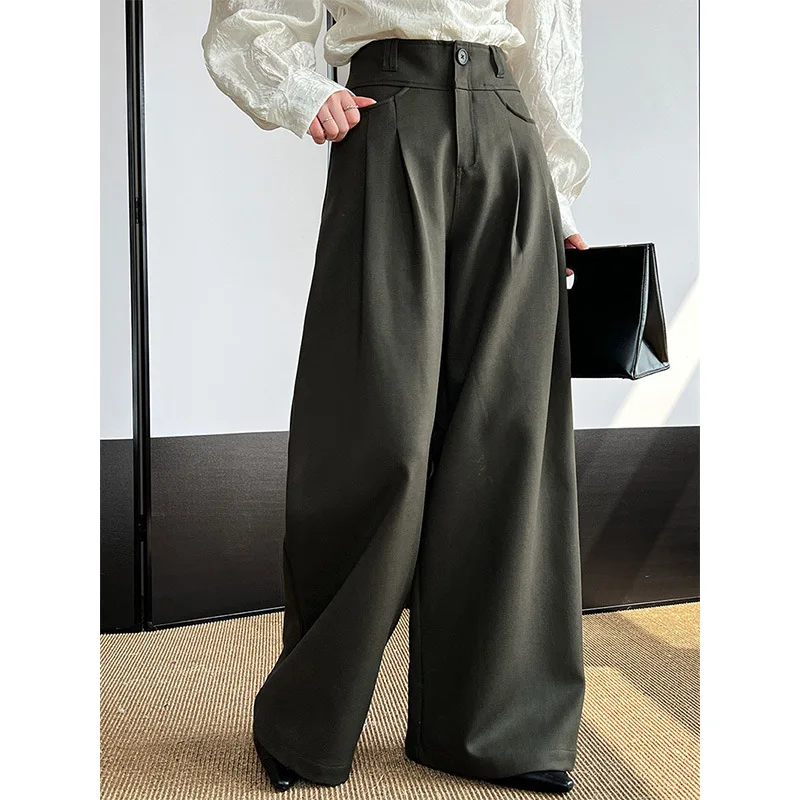 

SuperAen Draping Floor Suit Pants for Women Spring 2024 New Vintage Wide Leg Casual Pants