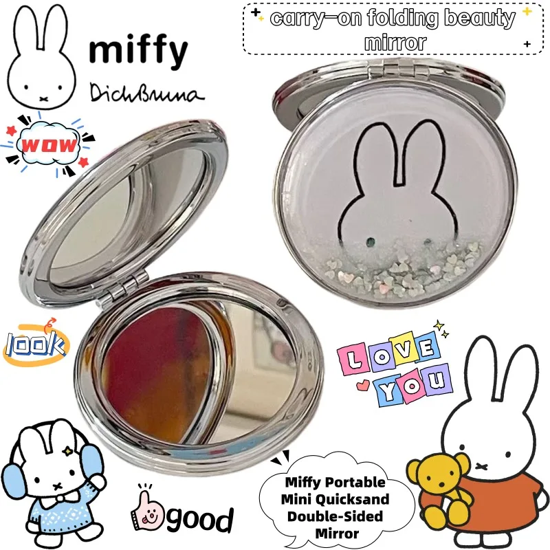 

Miffy cartoon cute portable mini quicksand double-sided mirror personalized animation peripheral belt folding beauty mirror gift