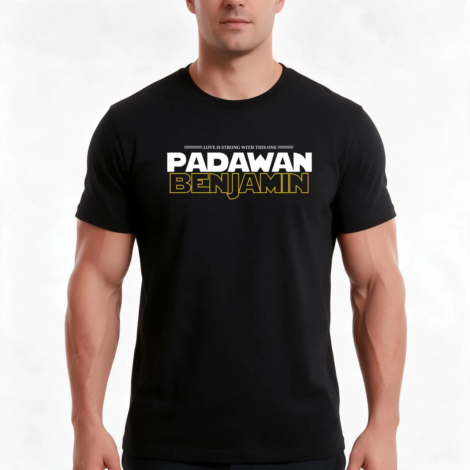 Padawan Benjamin T-Shirt, Summer Casual Cotton Tee, Oversized Streetwear Tops, Vintage Graphic Print, Loose Fit Short Sleeve