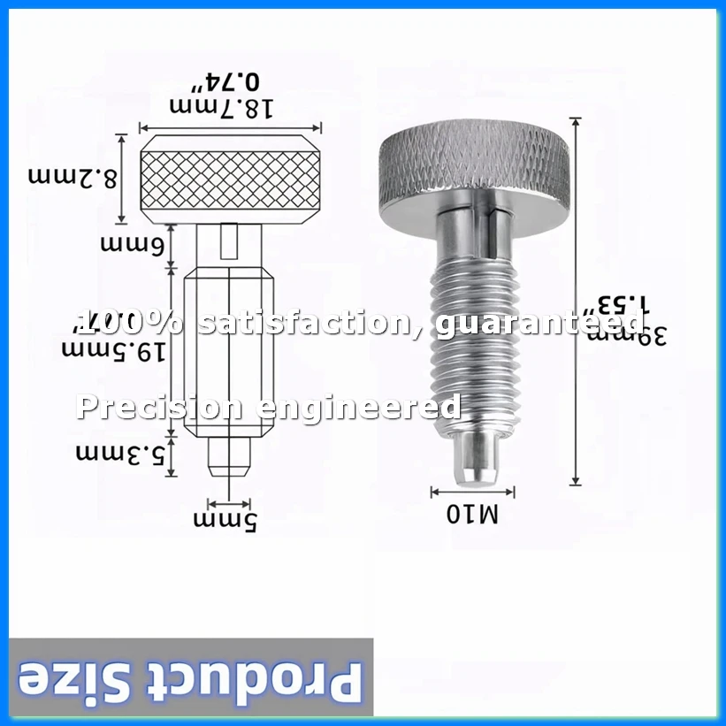 2Pcs Stainless Steel Hand Retractable Spring Plungers with Knurled Handle - Quick Release Locking Pin M10-FS