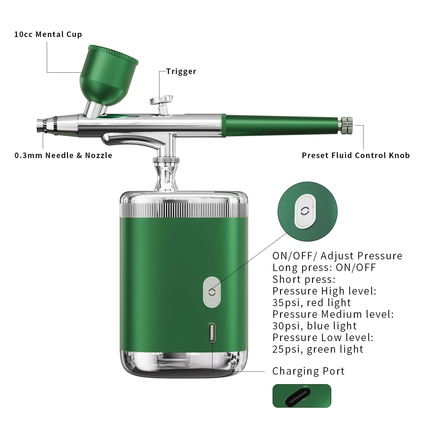 مجموعة البخاخة اللاسلكية المحمولة، ضاغط لاسلكي لفن الأظافر، طلاء حرفي للمكياج، بخاخة مدمجة متعددة الاستخدام