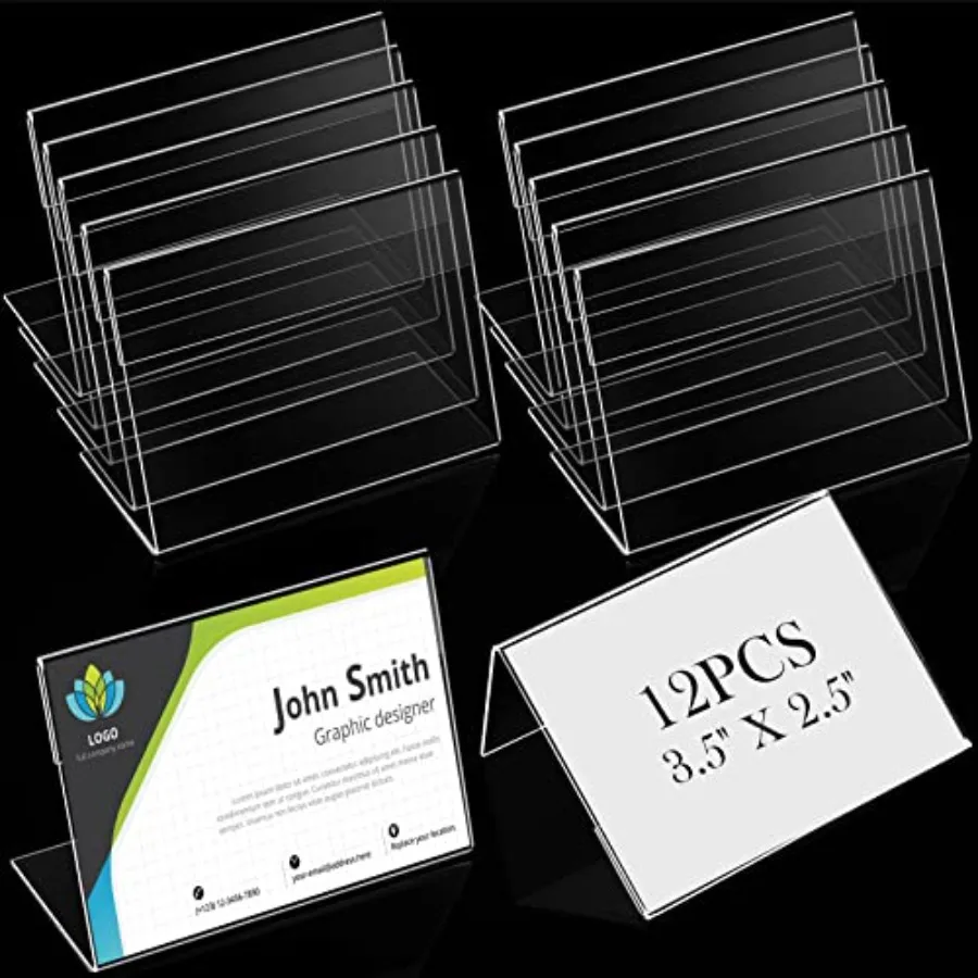 Pcs 3.5 x 2.5 Inch Acrylic Business Card Holder Slant Back Sign Holders Clear Name Display Mini Acrylic Stands l Shaped Display