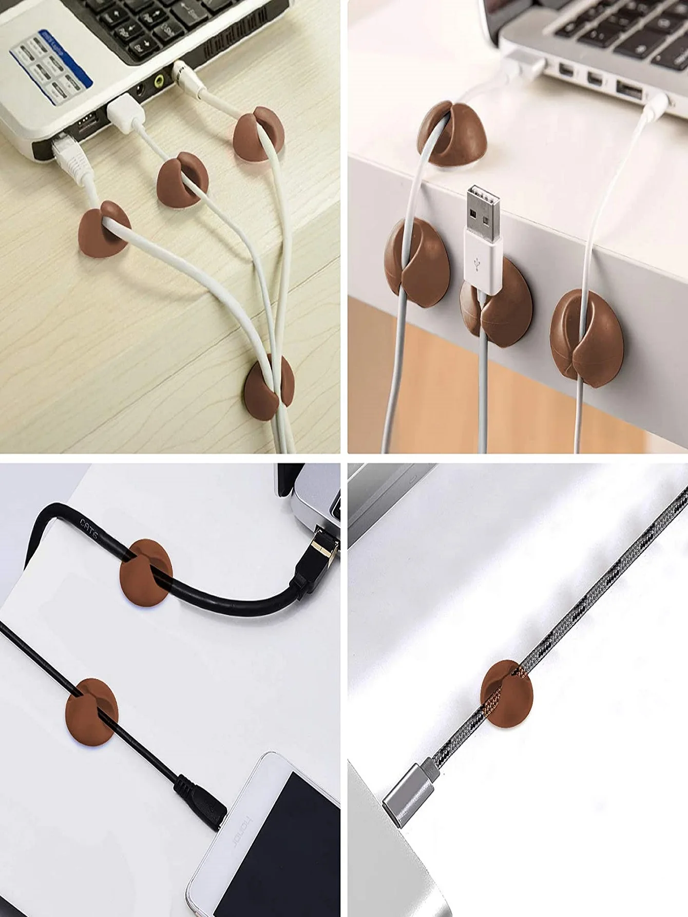 16PCS USB Cable Organizer Cable Winder Desktop Tidy Management Clips Cable Holder for Mouse Headphone Wire Organizer