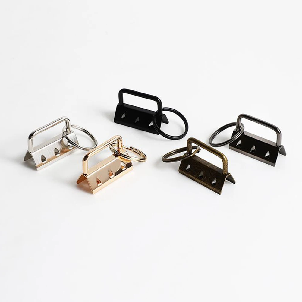 50pcs Webbing Clamp Metal Wristlet Key Fob Hardware Chain Keychain Durable Anti Rust Perfect for Craft Jewelry Accessories