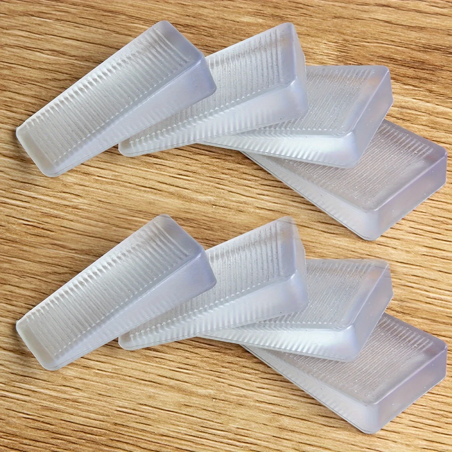 4pcs Transparent Rubber Wedge Shims - Plastic Furniture Levelers for Uneven Surfaces, Matte Finish, Cuttable Hard Table Pads