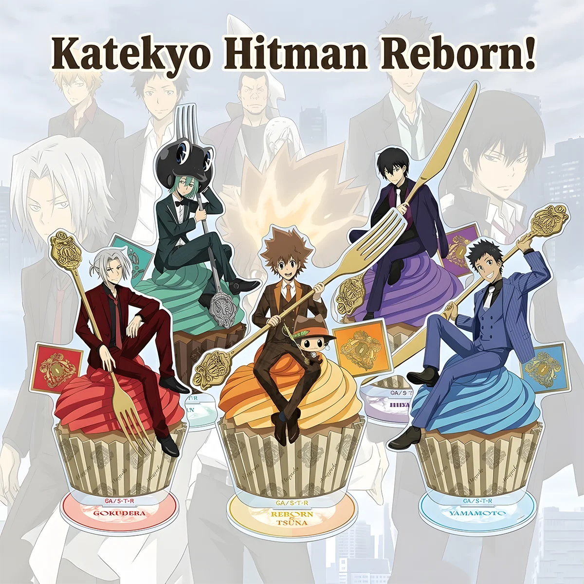Anime Katekyo Hitman Reborn 15cm Cake Acrylic Stand, Otaku Gift, Tsuna Hibari, Handcraft Showcase Decor, Xmas Souvenir Keychain