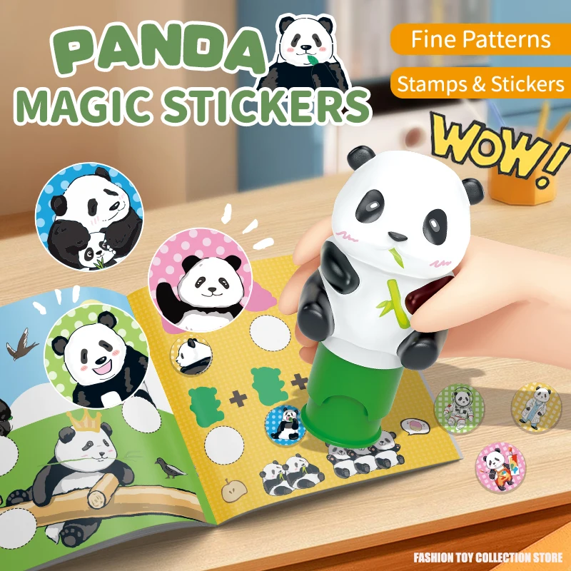 100 sztuk śliczna panda magiczne naklejki Puzzle DIY zabawki do gier z różnymi scenariuszami broszura łatwe wydruki projekt na prezent dla dzieci