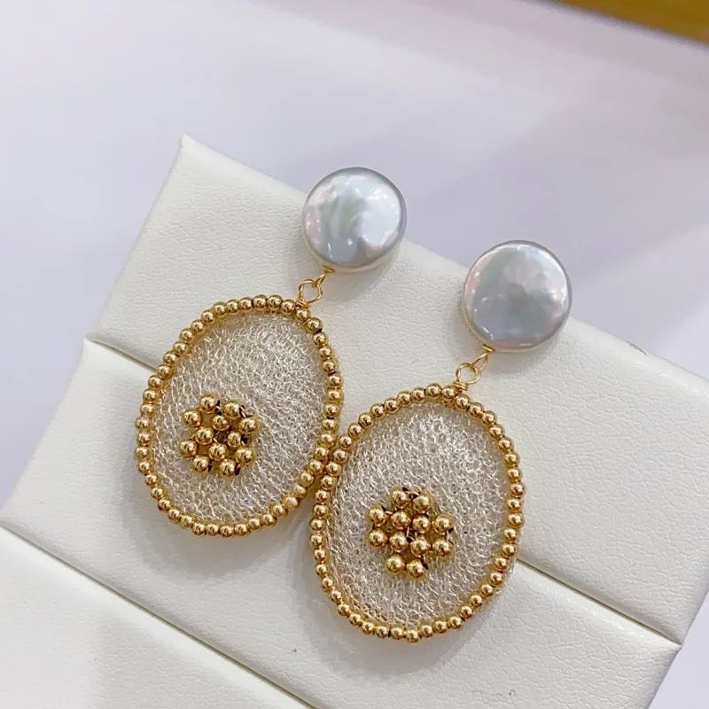 

SGARIT Fine Jewelry 14K Gold Filled Baroque Pearl Earrings Minimalist Natural Pearl Tarnish Resistant Jewelry for Women