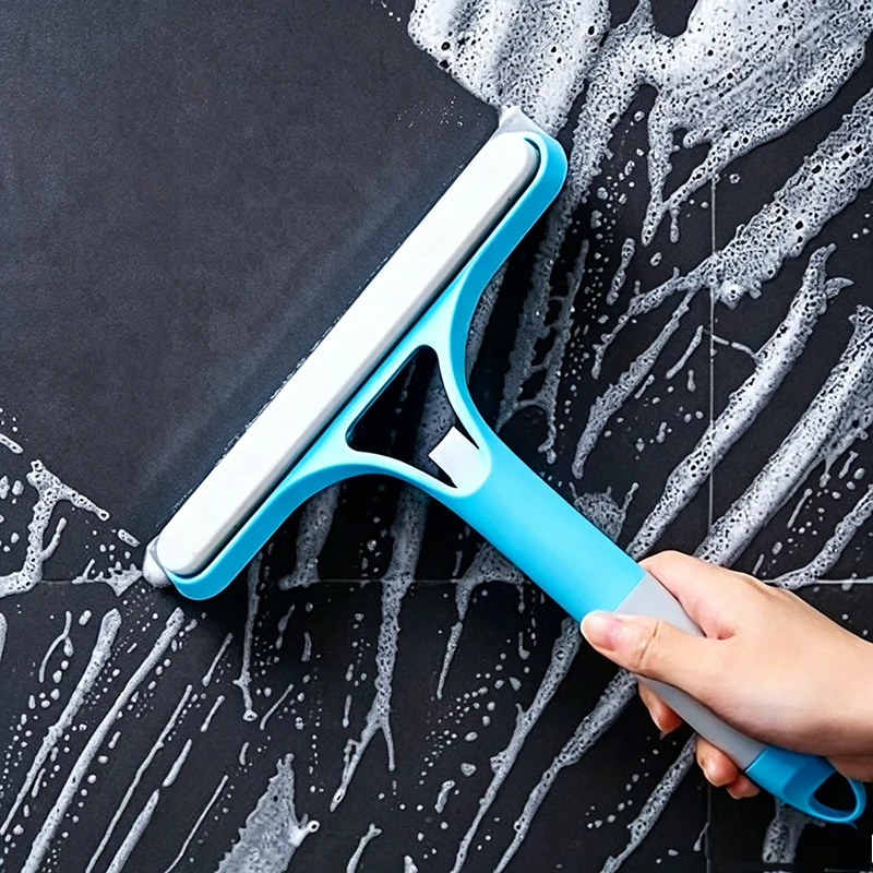 Double Sided 3-in-1 Silicone Shower Squeegee Wiper Hand Held Spray Window Wiper  Can Bathroom Mirror Glass Cleaning Tool