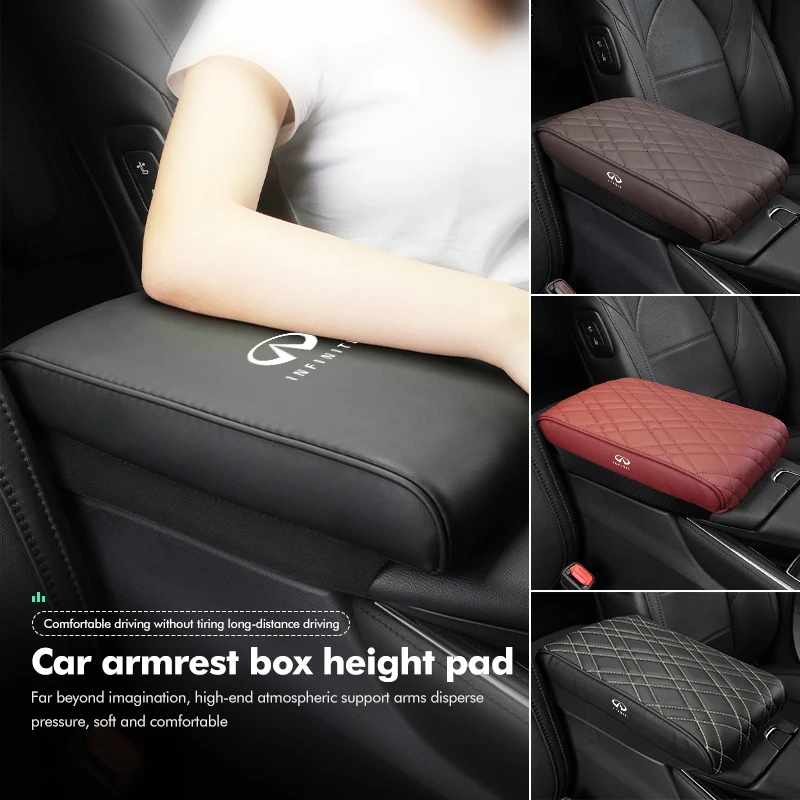 Center Armrest Box Cover Heightening Pad  Leather Accessorie For Infiniti QX50 QX30 QX60 G25 JX35 FX35 FX37 FX50 EX35 EX25 EX37